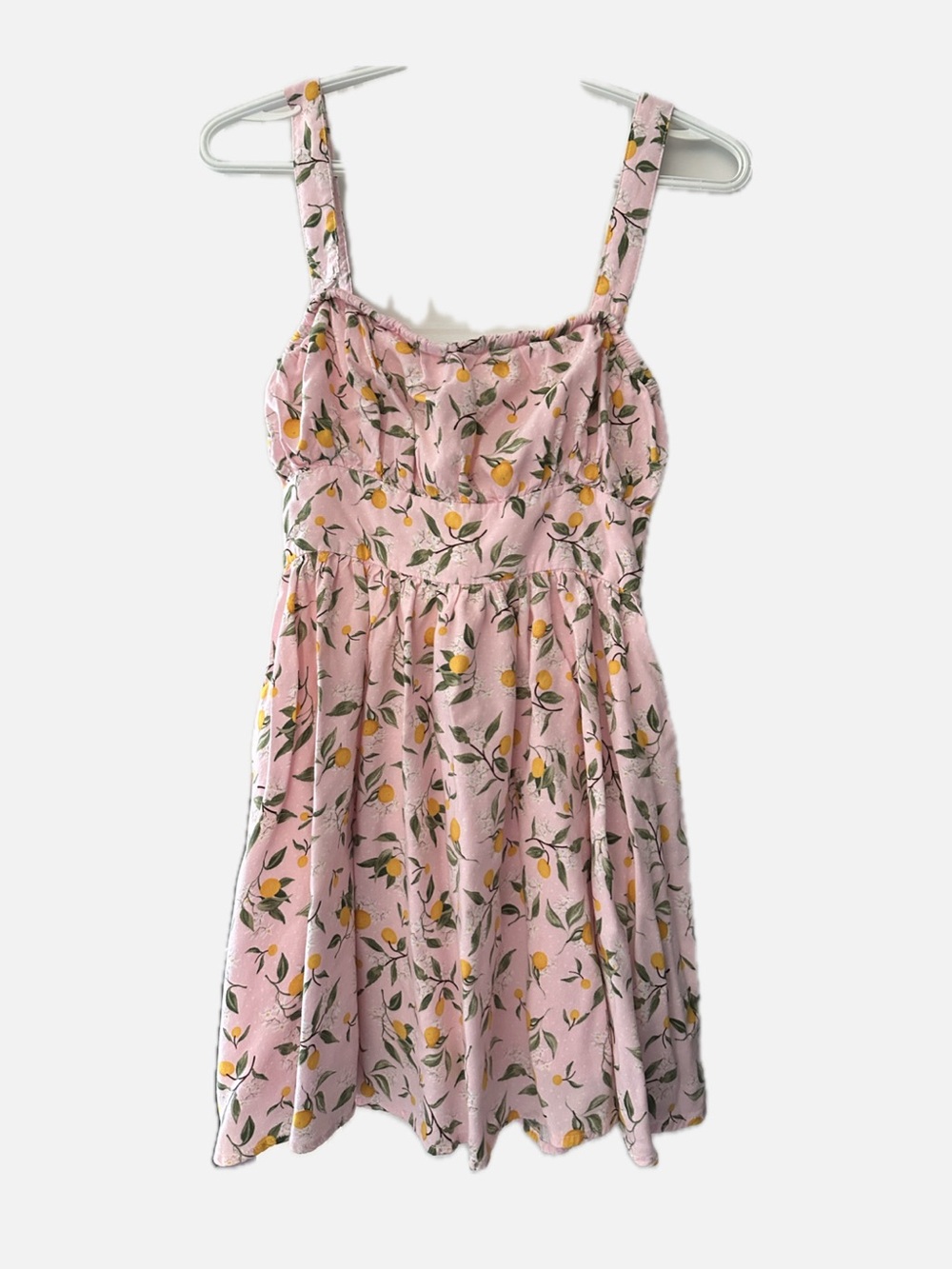 Girls' Pink Lemon-Print Sundress with Adjustable Straps